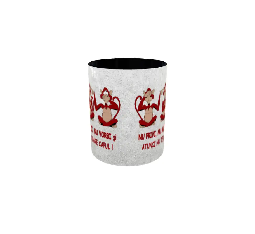 Nu privi, nu auzi, nu vorbi, cana ceramica, 330mlv