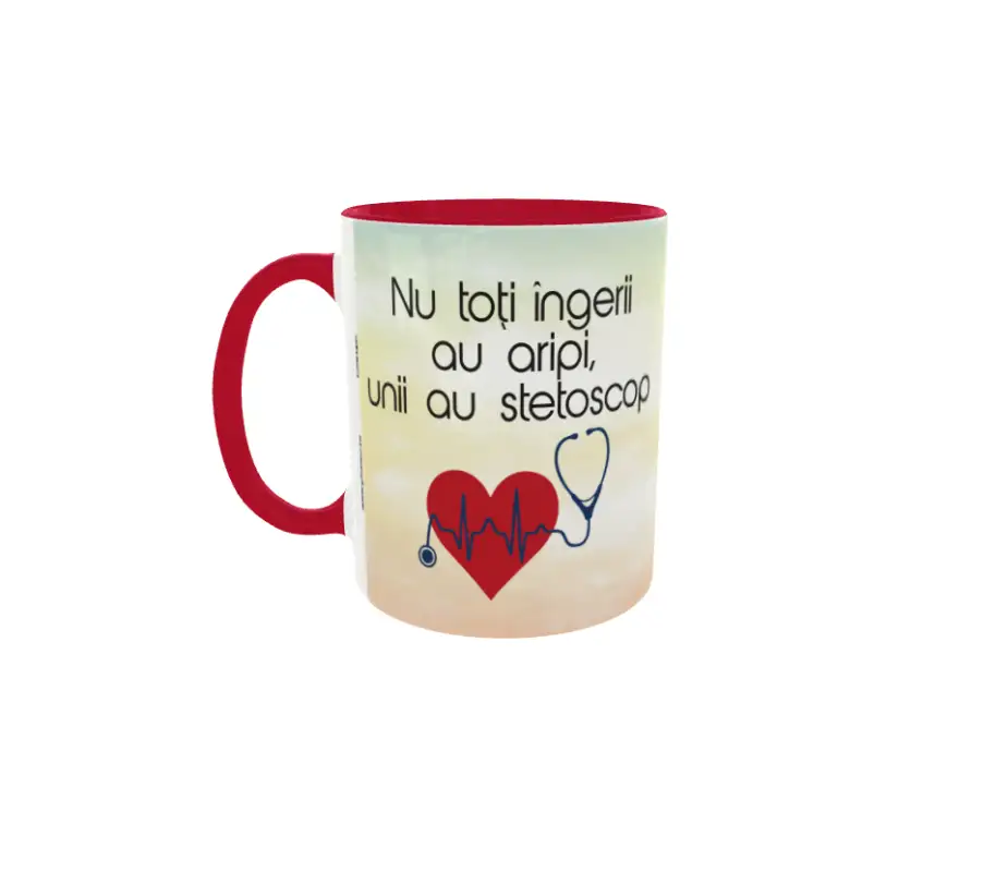 Nu toti ingerii au aripi unii au stetoscop, model 1, cana ceramica, 330ml