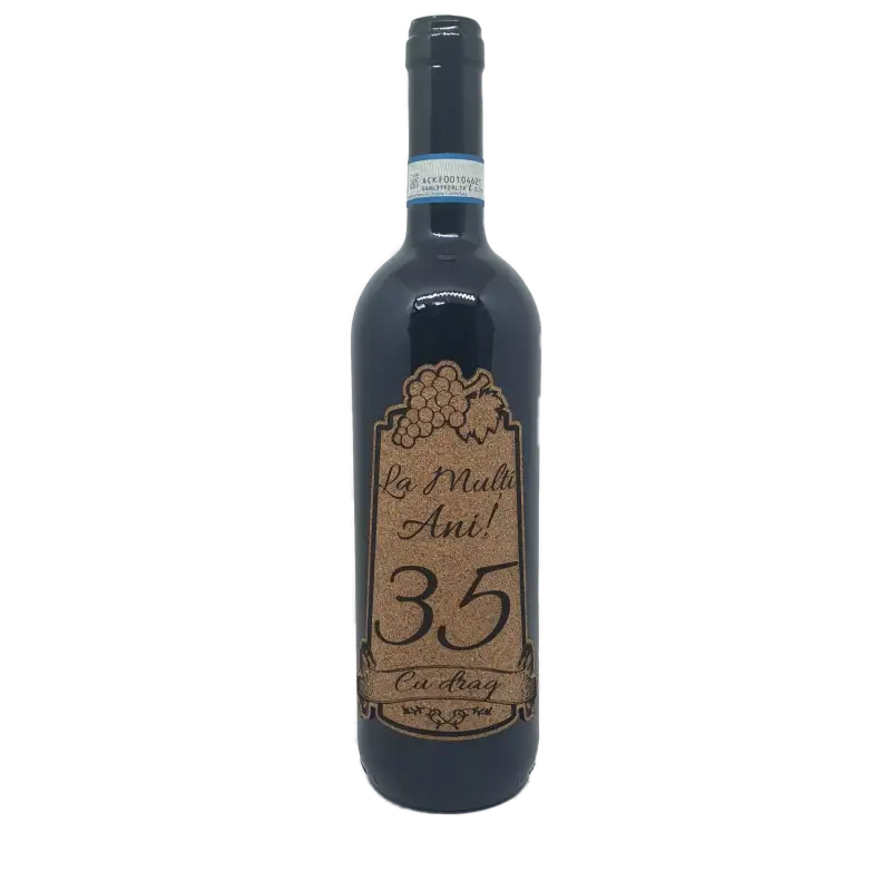 La multi ani 35 editie limitata, eticheta pluta cu mesajv