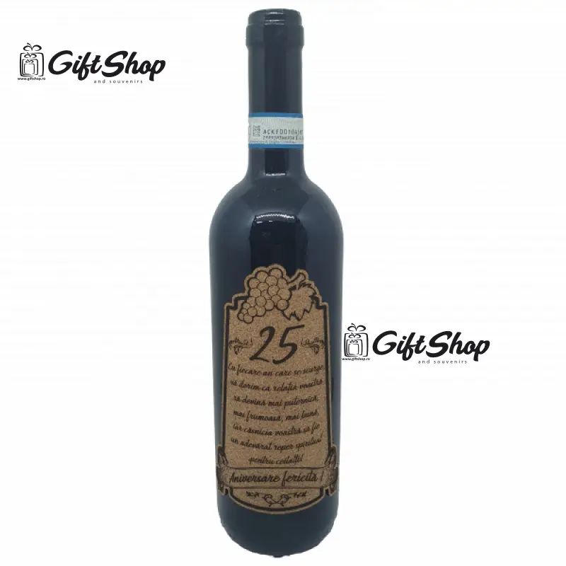 Aniversare fericita 25 de ani, vin rosu cabernet sauvignon, demisec, 750ml, 13.5% alcoolv