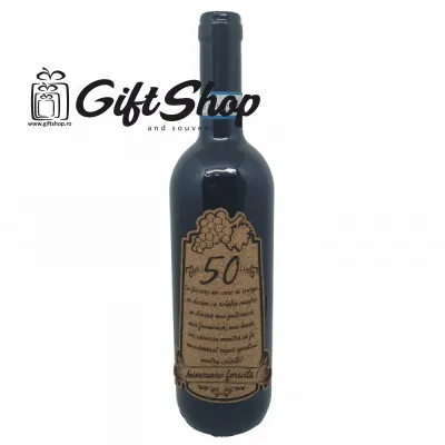 Aniversare fericita 50 de ani, vin rosu cabernet sauvignon, demisec, 750ml, 13.5% alcool