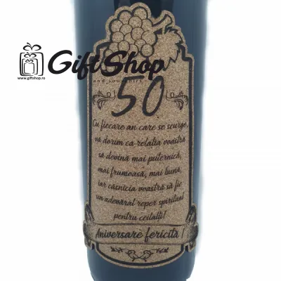 Aniversare fericita 50 de ani, vin rosu cabernet sauvignon, demisec, 750ml, 13.5% alcool